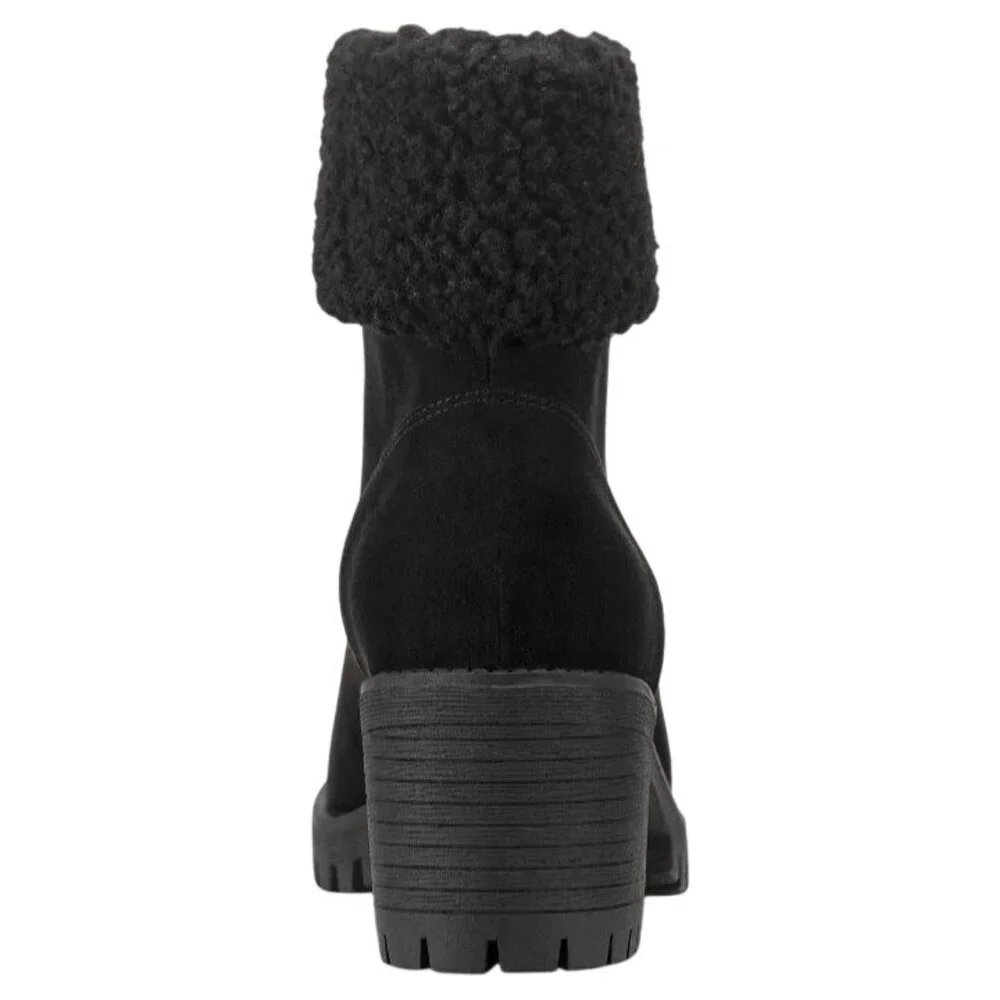 NEW Style &‎ Co Biancaa Faux Suede Lug Sole Booties Black Size 8.5 Front Zipper